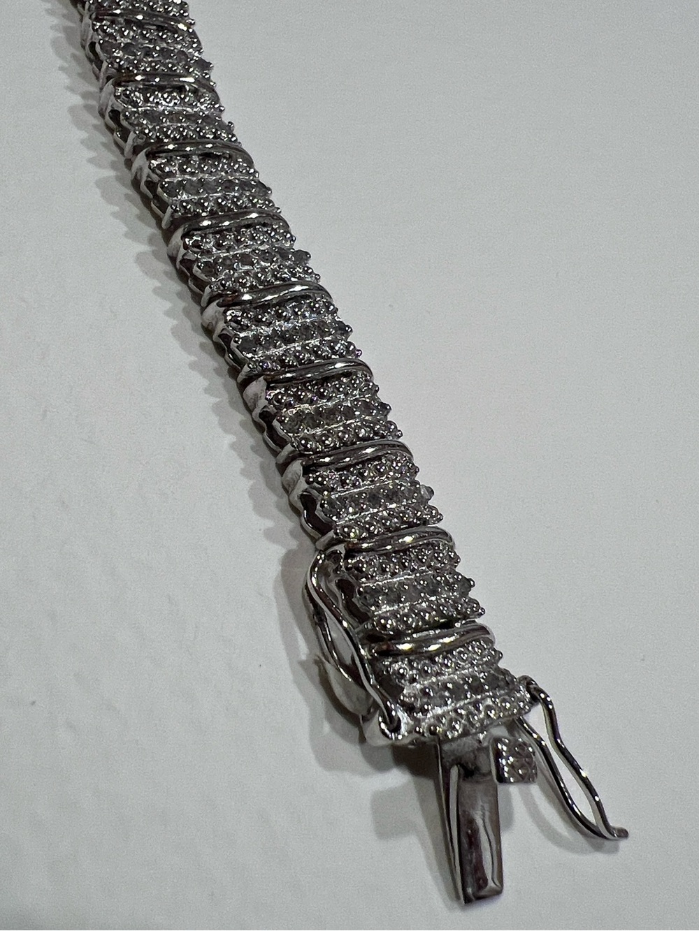 Sterling Silver and Diamond Pave Tennis Bracelet - Women's Accessories